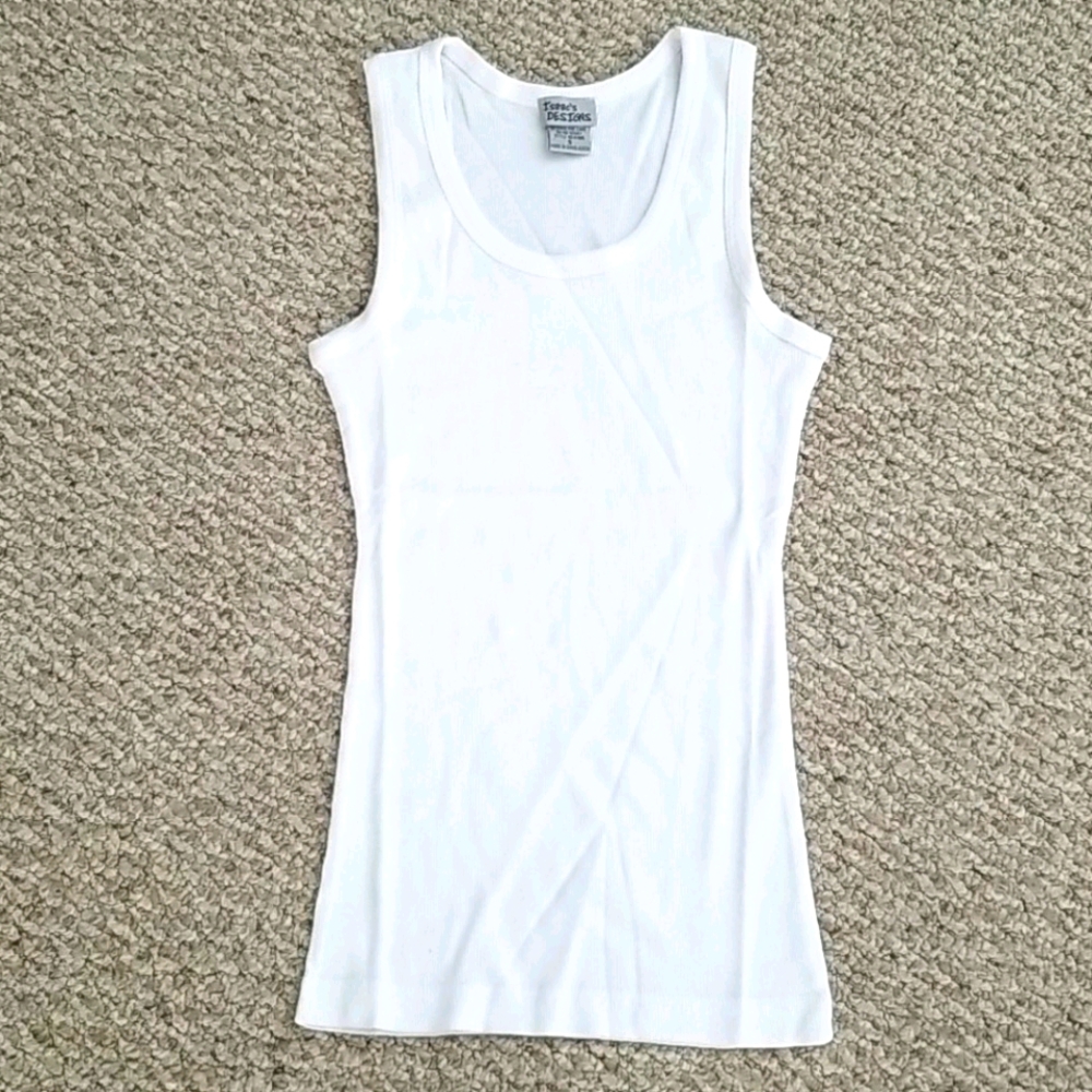 White Ribbed Tank Top